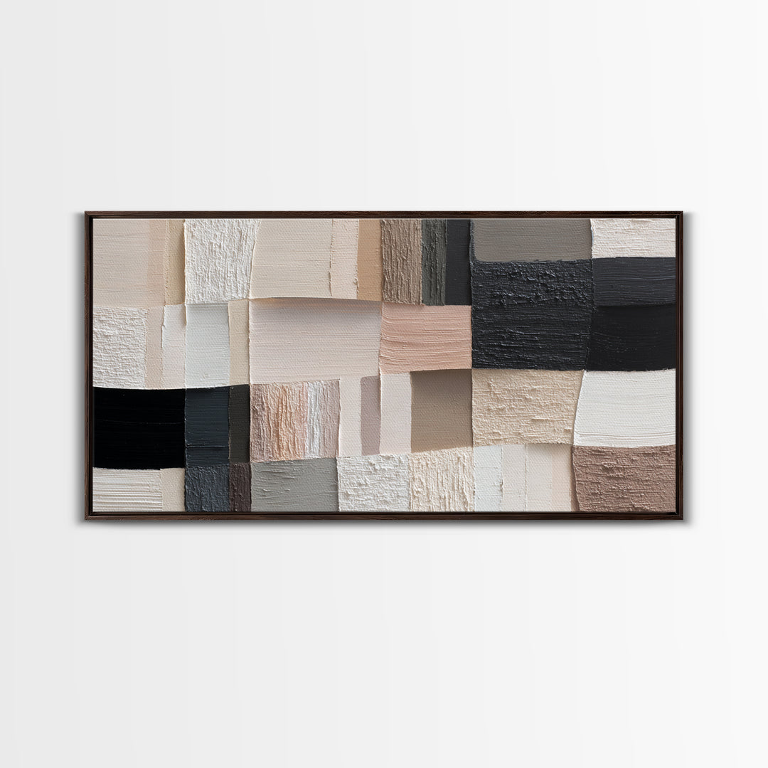 Monochrome Stone Texture Abstraction Canvas Print, Living Room Art, Art Print, Living Room Decor, Abstract Art, Living, LIR-2x1-17