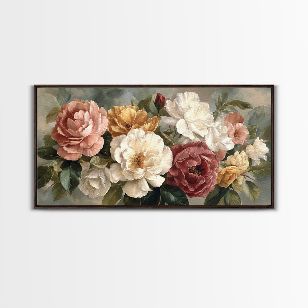 Botanical Vase Painting Canvas Print, Living Room Art, Textured Painting, Living Room Decor, Fine Art, Living, LIR-2x1-22