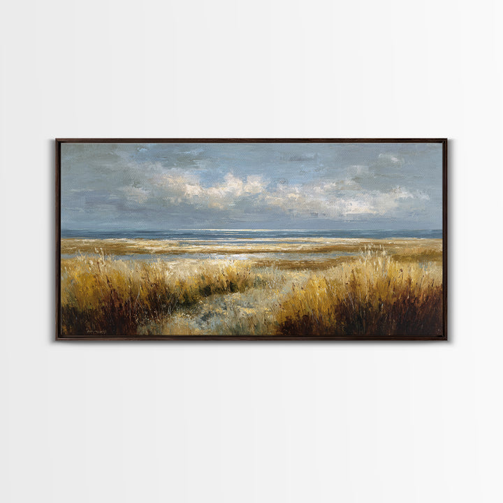 Modern Landscape with Expansive Calm Sky Framed Canvas Print, Living Room Art, Printable Wall Art, Living Room Decor, Living, LIR-2x1-23