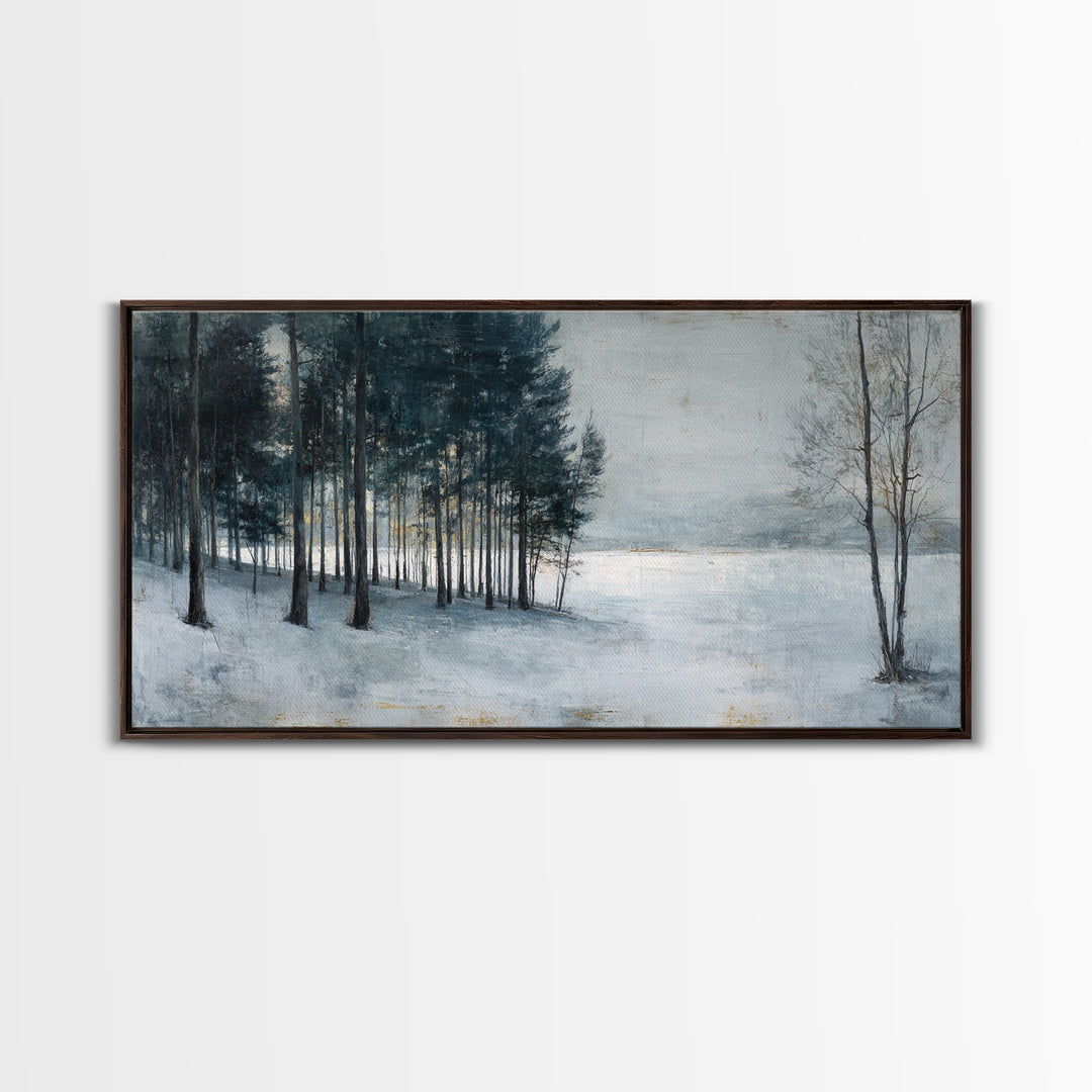 Minimal Scandinavian Forest Framed Canvas Print, Living Room Art, Painting, Living Room Decor, Fine Art, Living, Bedroom Decor, LIR-2x1-33
