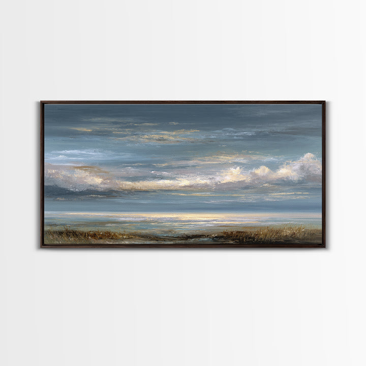 Large Cloudscape with Gentle Movement Canvas Print, Living Room Art, Home, Living Room Decor, Oil Painting, Living, LIR-2x1-39