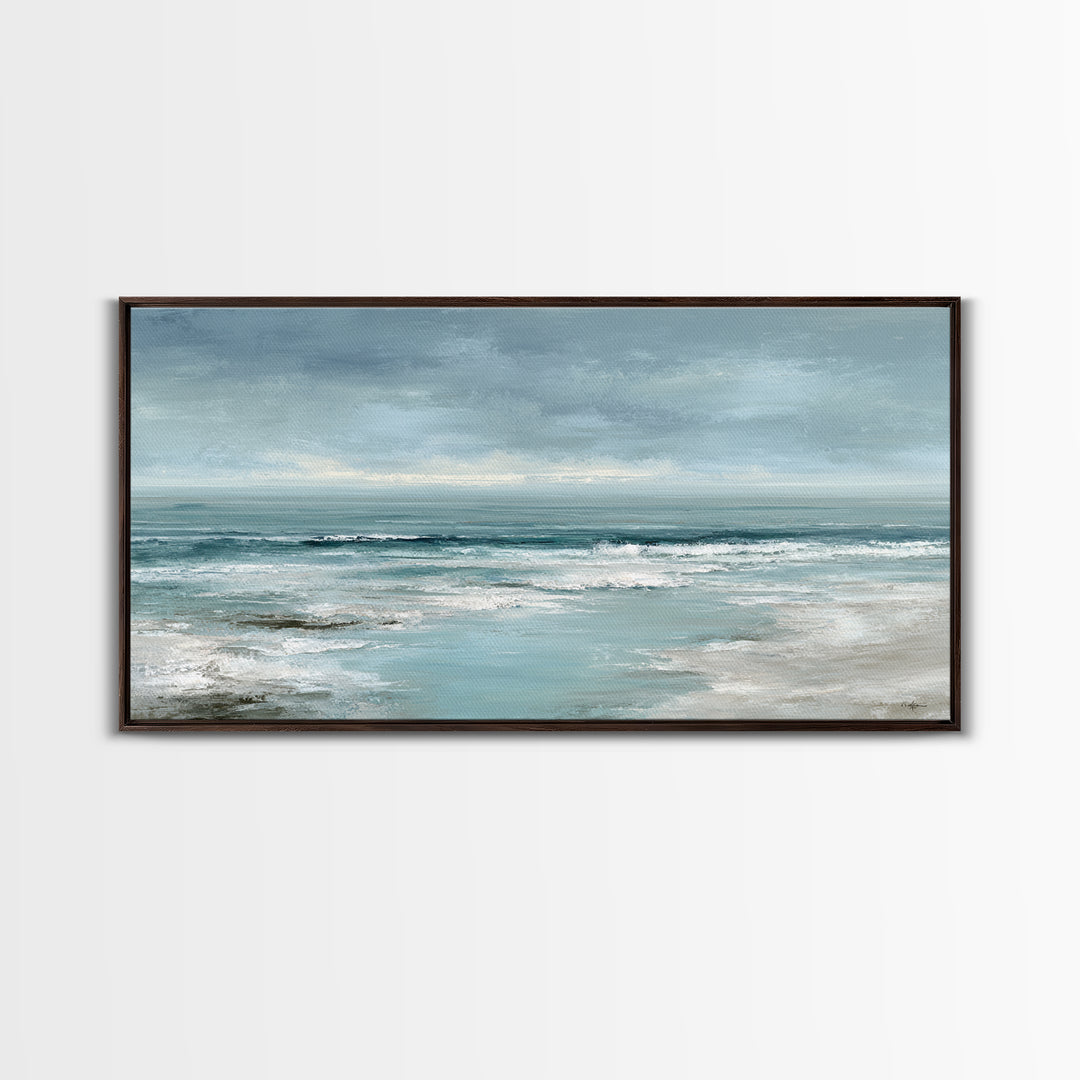 Moody Seascape for Dramatic Focal Point Framed Canvas Print, Living Room Art, Wall Decor, Living Room Decor, Fine Art, Living, LIR-2x1-50