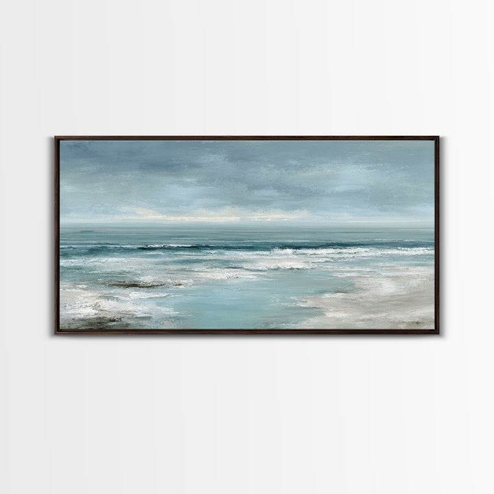 Moody Seascape for Dramatic Focal Point Framed Canvas Print, Living Room Art, Wall Decor, Living Room Decor, Fine Art, Living, LIR-2x1-50