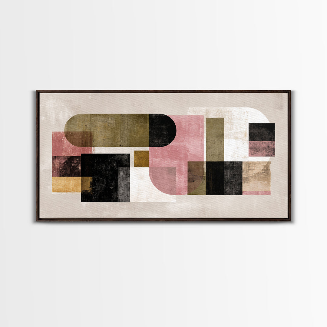 Mid Century Geometric Artwork Canvas Print, Living Room Art, Digital Prints, Living Room Decor, Abstract Art, Living, LIR-2x1-52