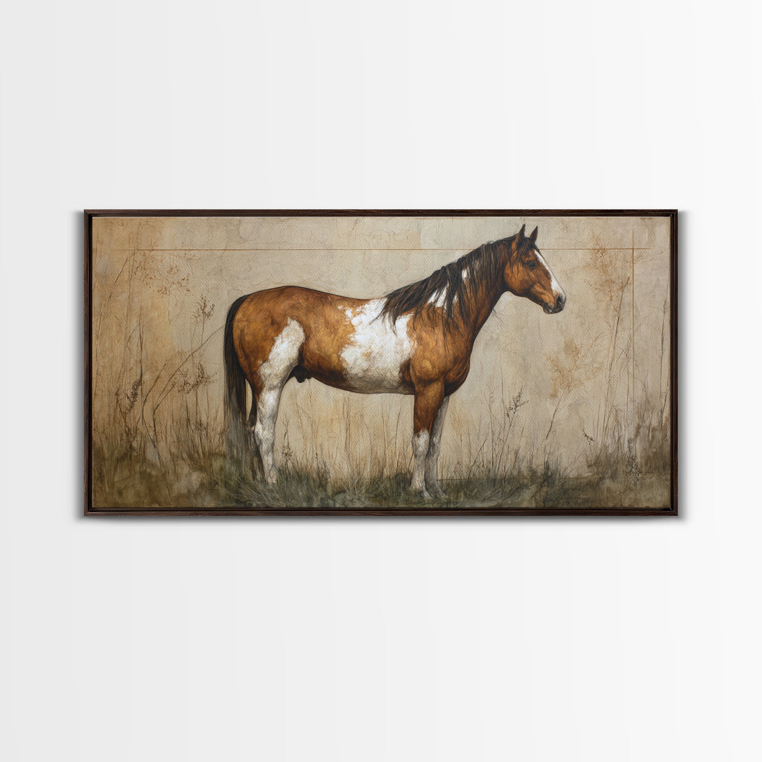 Contemporary Horse Portrait Canvas Print, Living Room Art, Painting, Living Room Decor, Fine Art, Living, Bedroom Decor, LIR-2x1-54