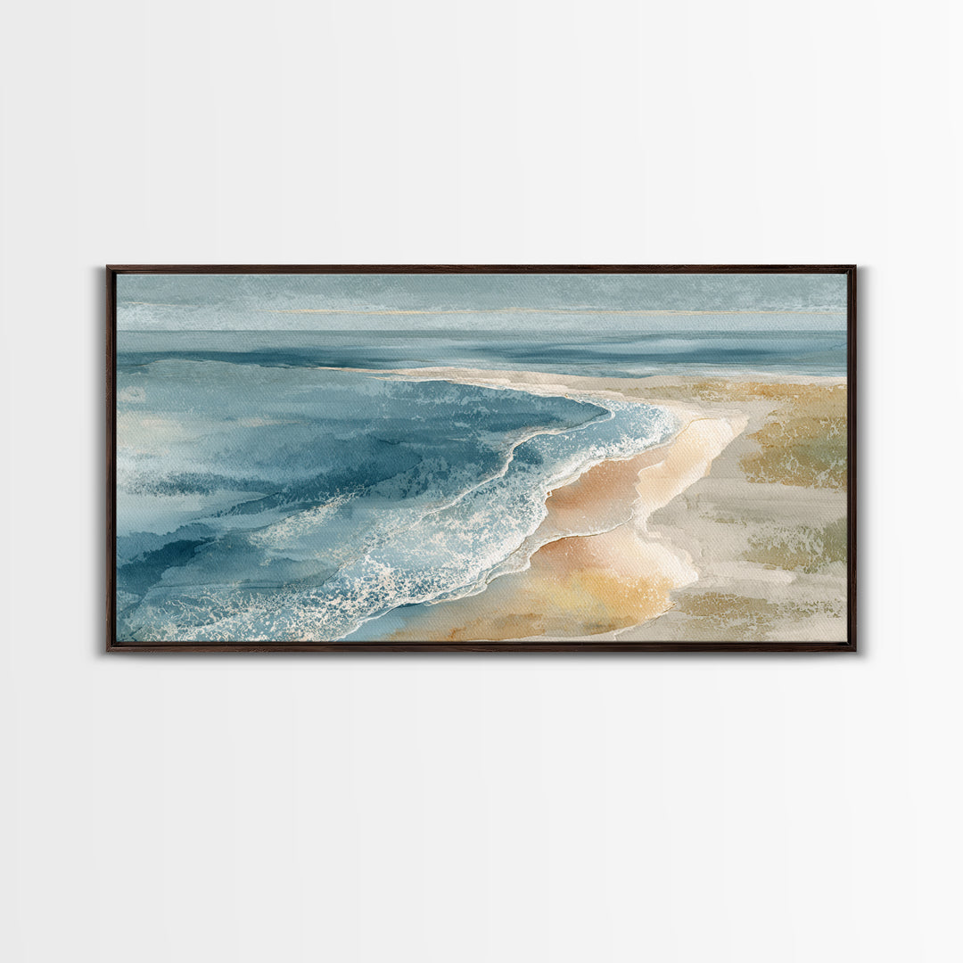 Coastal Aerial Shoreline Framed Canvas Print, Living Room Art, Bedroom Decor, Living Room Decor, Living, Bedroom Wall Art, LIR-2x1-55