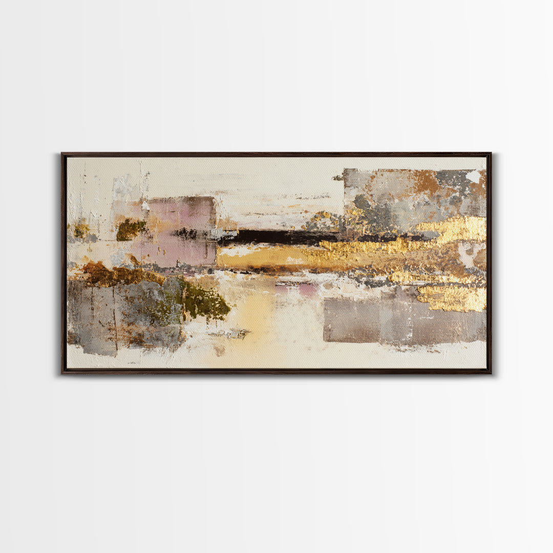 Gold Accented Abstract Brushwork Canvas Print, Living Room Art, Digital Prints, Living Room Decor, Abstract Art, Living, LIR-2x1-58