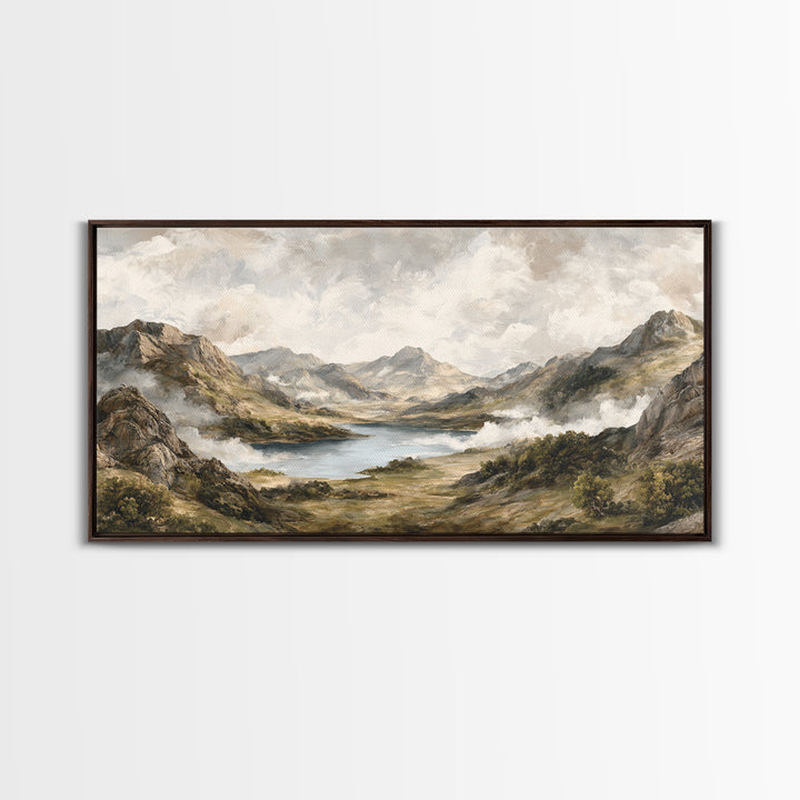 Classic Mountain Panorama for Cozy Interiors Framed Canvas Print, Living Room Art, Home, Living Room Decor, Fine Art, Living, LIR-2x1-60