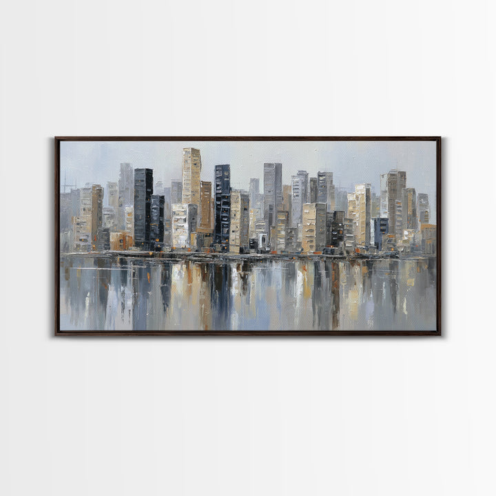 Modern City Skyline Canvas Print, Living Room Art, Home Decor, Living Room Decor, Abstract Art, Living, Large Wall Art, LIR-2x1-66