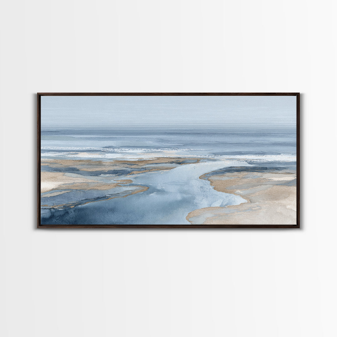 Coastal Aerial Shoreline Framed Canvas Print, Living Room Art, Digital Prints, Living Room Decor, Living, Apartment Decor, LIR-2x1-7