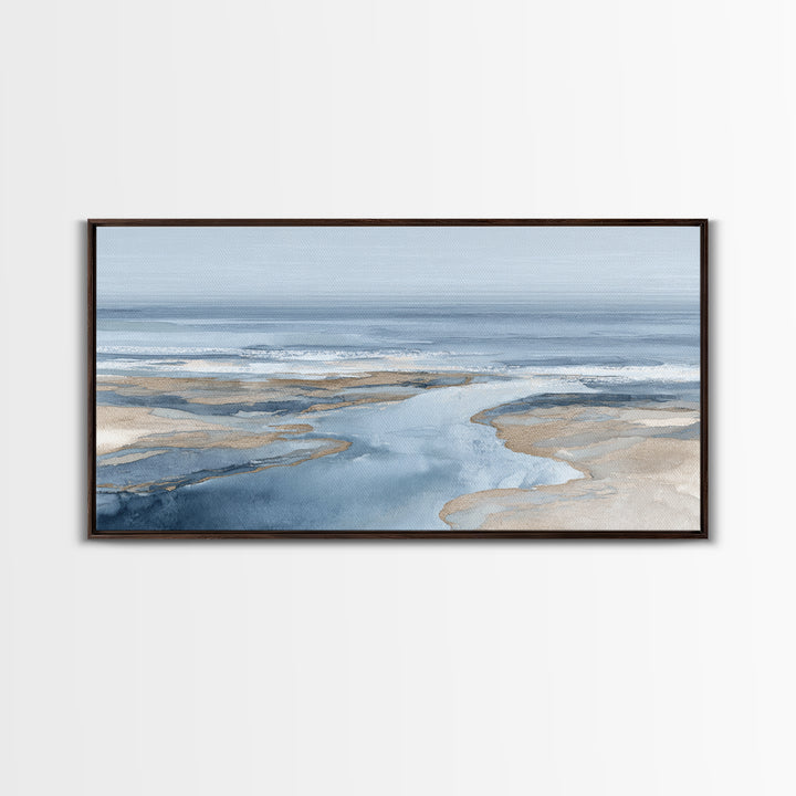 Coastal Aerial Shoreline Framed Canvas Print, Living Room Art, Digital Prints, Living Room Decor, Living, Apartment Decor, LIR-2x1-7