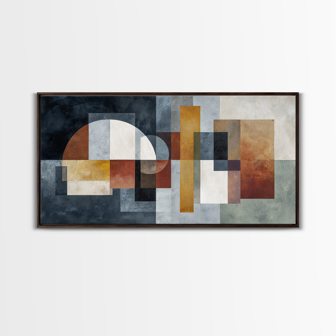 Mid Century Geometric Artwork Canvas Print, Living Room Art, Bedroom Decor, Living Room Decor, Living, Bedroom Wall Art, LIR-2x1-76