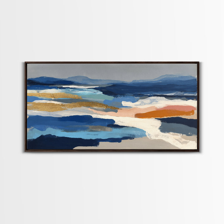 Gold Accented Abstract Brushwork Canvas Print, Living Room Art, Digital Prints, Living Room Decor, Abstract Art, Living, LIR-2x1-82