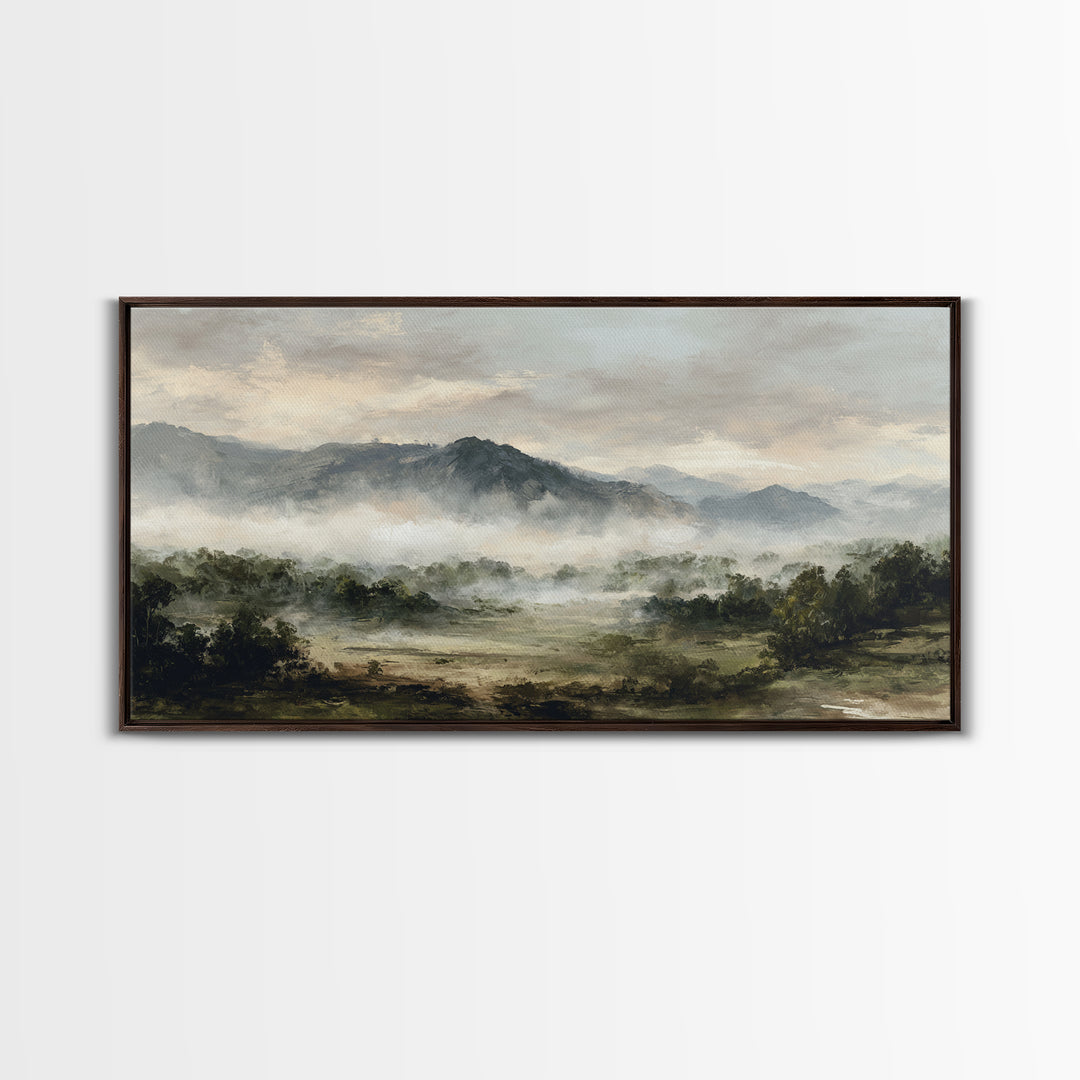 Classic Mountain Panorama for Cozy Interiors Framed Canvas Print, Living Room Art, New Home Gift, Living Room Decor, Living, LIR-2x1-84