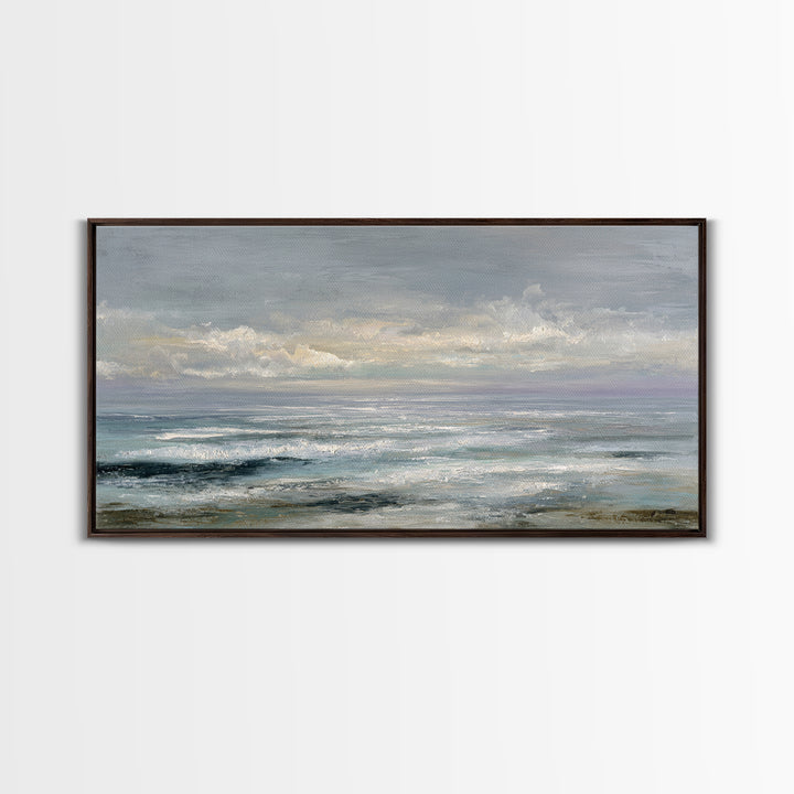Large Cloudscape with Gentle Movement Framed Canvas Print, Living Room Art, Boho Wall Art, Living Room Decor, Fine Art, Living, LIR-2x1-87