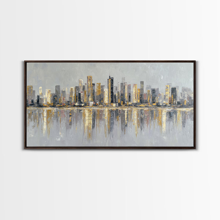 Modern City Skyline Framed Canvas Print, Living Room Art, Home, Living Room Decor, Living, Pet Portraits, Printable Art, LIR-2x1-90