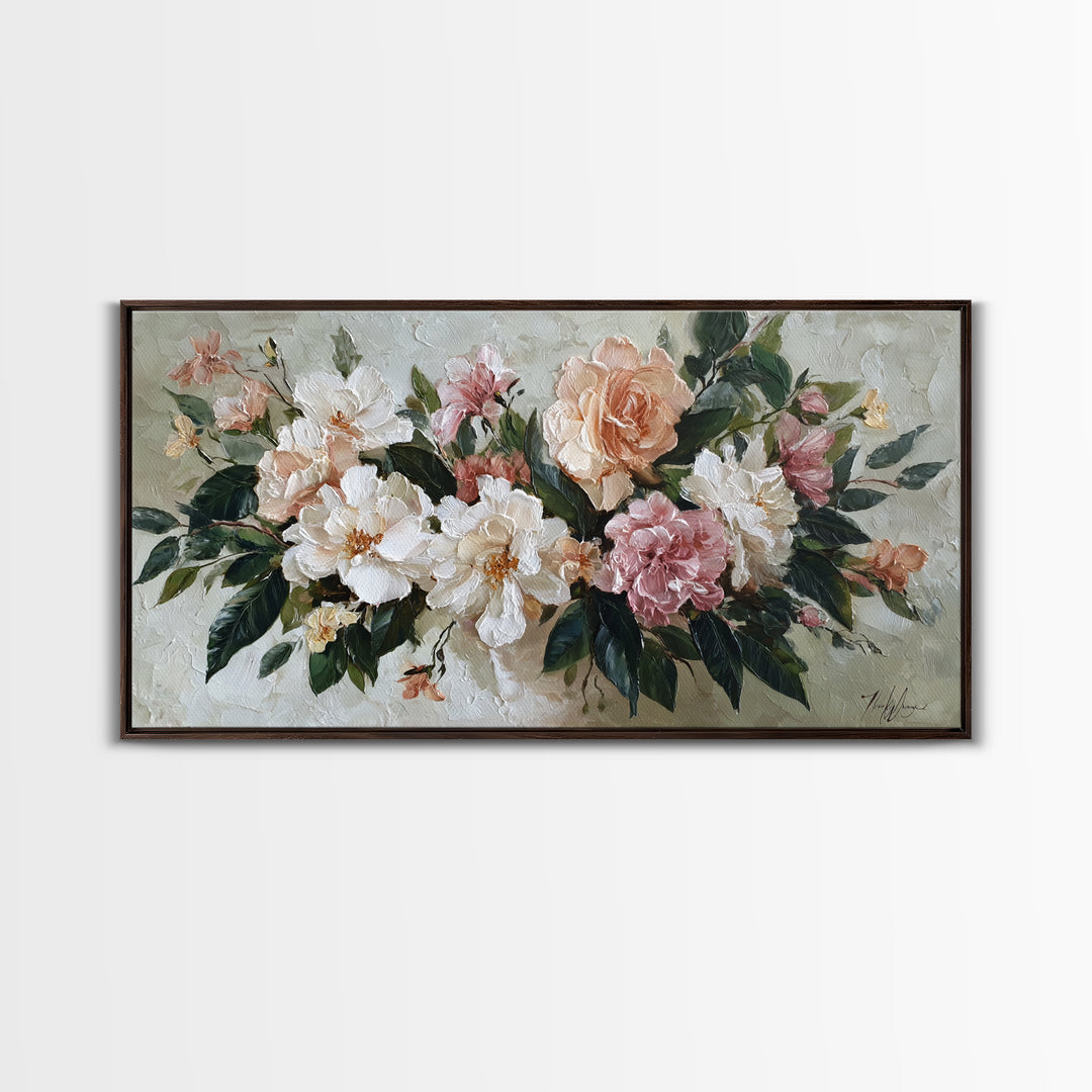 Botanical Vase Painting Canvas Print, Living Room Art, Printable, Living Room Decor, Oil Painting, Living, Printable Art, LIR-2x1-94