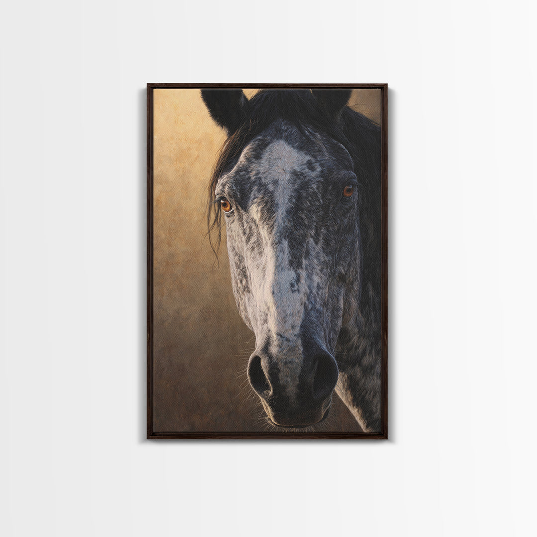 Contemporary Horse Portrait Framed Canvas Print, Living Room Art, Home Decor, Living Room Decor, Fine Art, Living, LIR-2x3-18