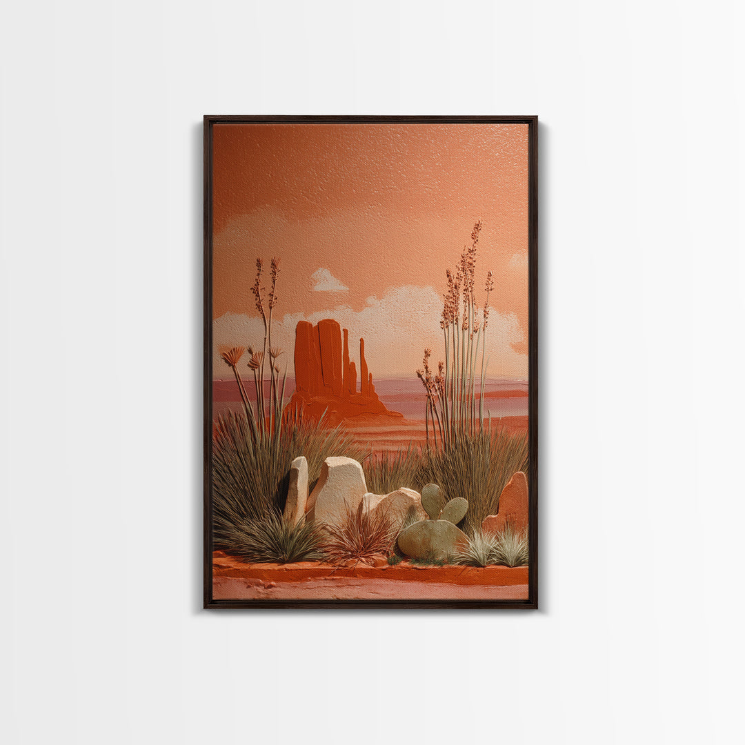 Earthy Desert Landscape Framed Canvas Print, Living Room Art, Art Nouveau, Living Room Decor, Fine Art, Living, Modern Wall Art, LIR-2x3-20