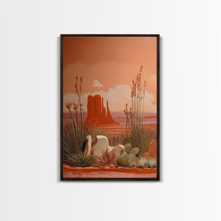 Earthy Desert Landscape Framed Canvas Print, Living Room Art, Art Nouveau, Living Room Decor, Fine Art, Living, Modern Wall Art, LIR-2x3-20