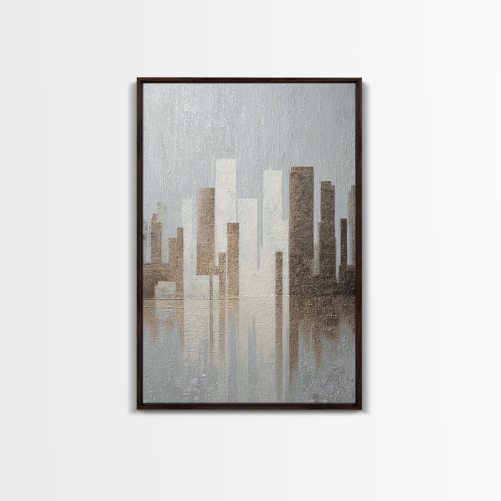 Modern City Skyline Framed Canvas Print, Living Room Art, Minimalist Decor, Living Room Decor, Fine Art, Living, LIR-2x3-30