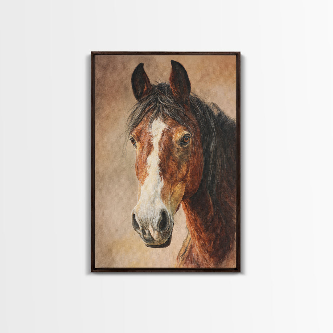Contemporary Horse Portrait Framed Canvas Print, Living Room Art, Home Decor, Living Room Decor, Fine Art, Living, LIR-2x3-42