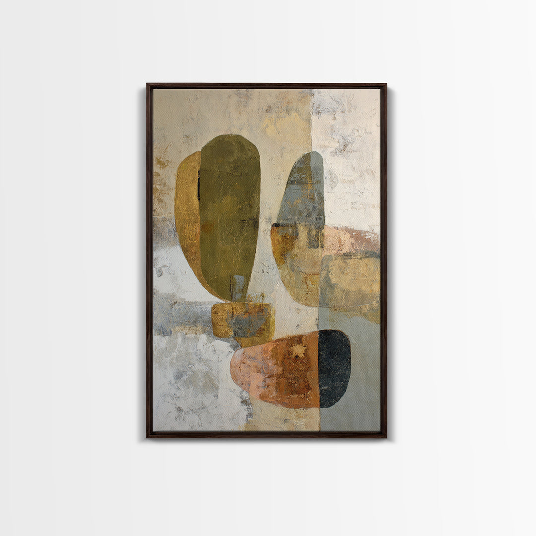 Abstract Organic Shapes Framed Canvas Print, Living Room Art, Oil Painting, Living Room Decor, Fine Art, Living, Boho Wall Art, LIR-2x3-47