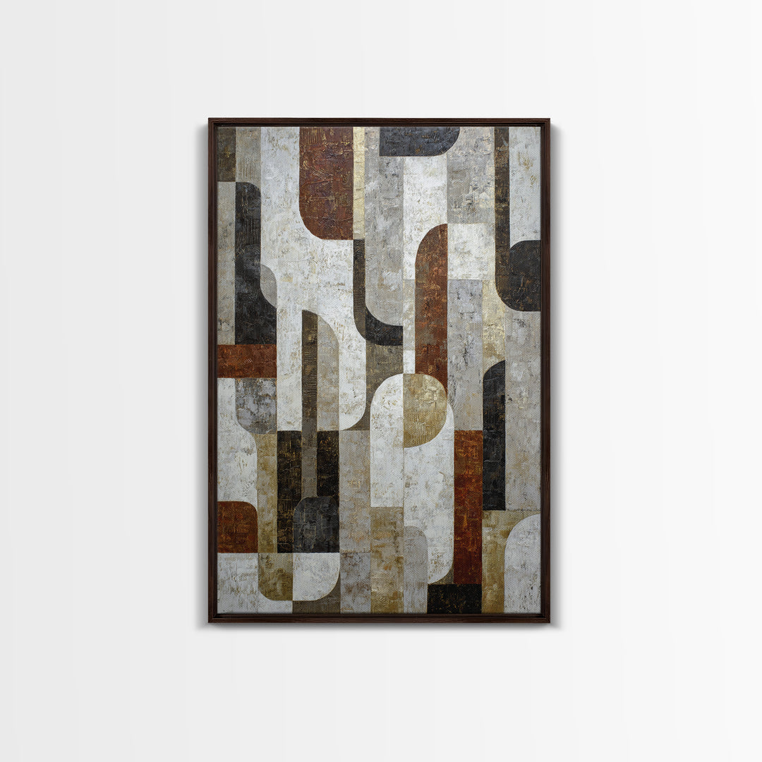 Monochrome Stone Texture Abstraction Framed Canvas Print, Living Room Art, Art Nouveau, Living Room Decor, Abstract Art, Living, LIR-2x3-53