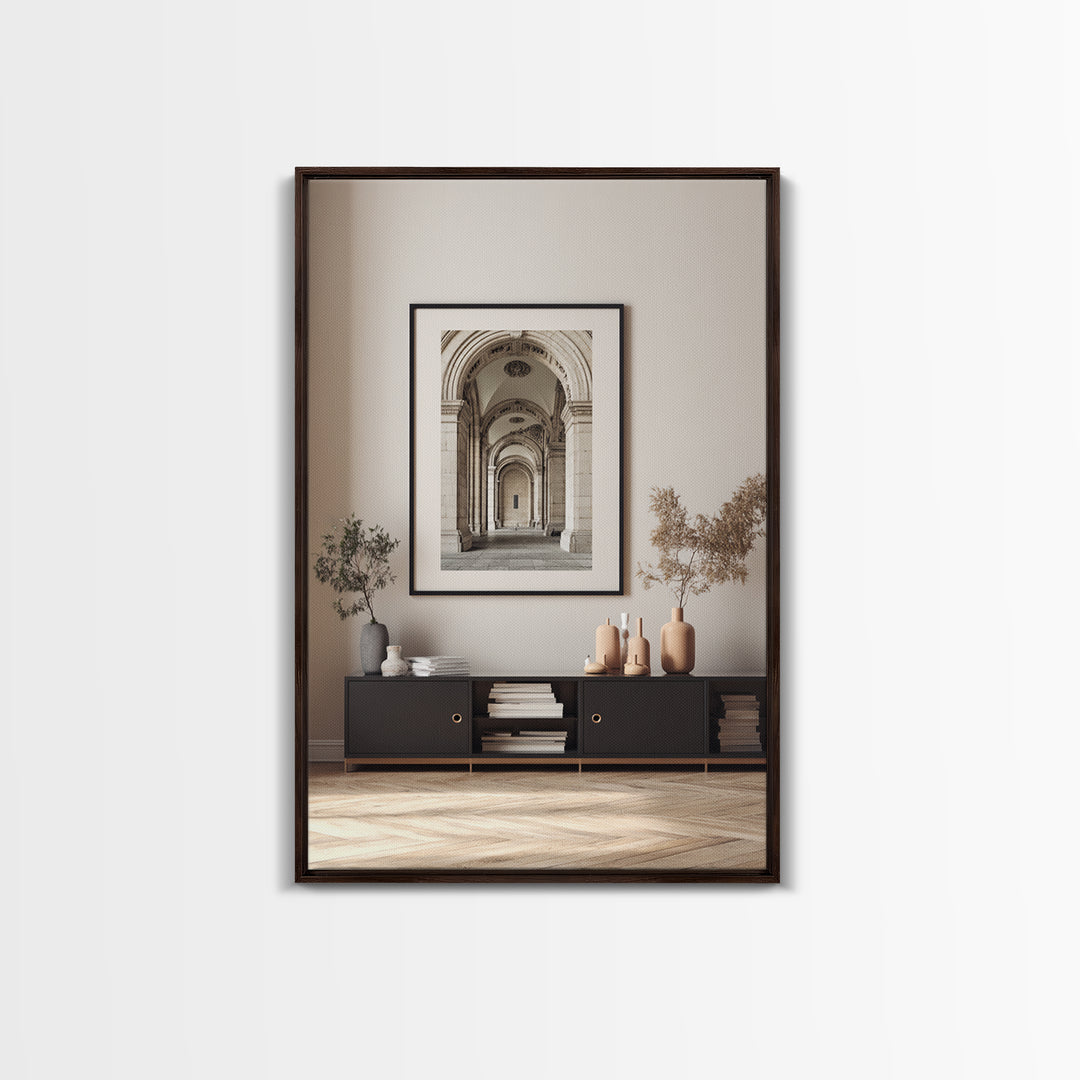 Black and White Architectural Arch Composition Canvas Print, Living Room Art, Abstract Art, Living Room Decor, Living, LIR-2x3-63