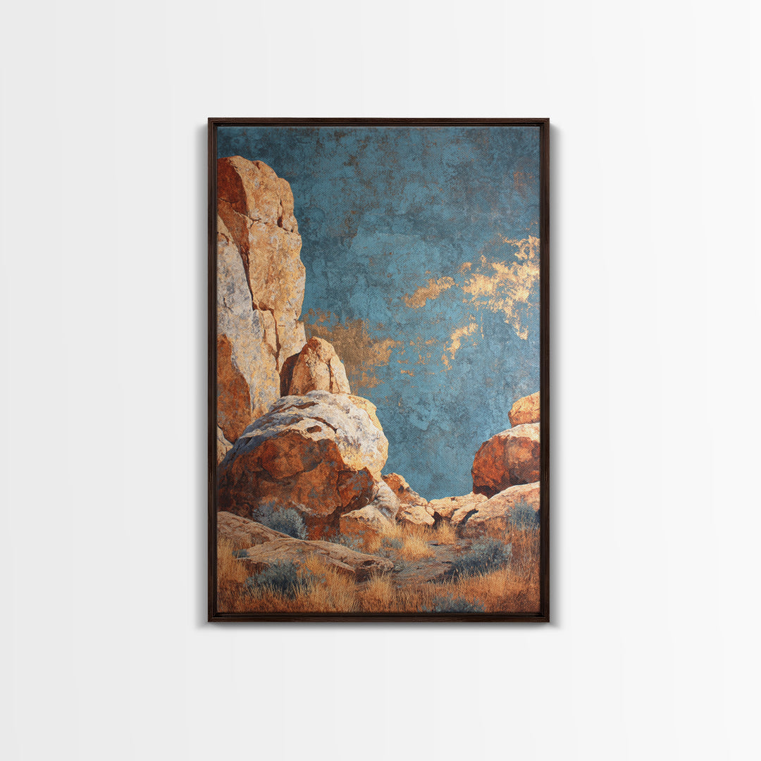 Earthy Desert Landscape Framed Canvas Print, Living Room Art, Apartment Decor, Living Room Decor, Oil Painting, Living, LIR-2x3-68