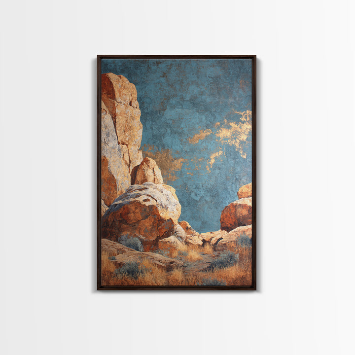 Earthy Desert Landscape Framed Canvas Print, Living Room Art, Apartment Decor, Living Room Decor, Oil Painting, Living, LIR-2x3-68