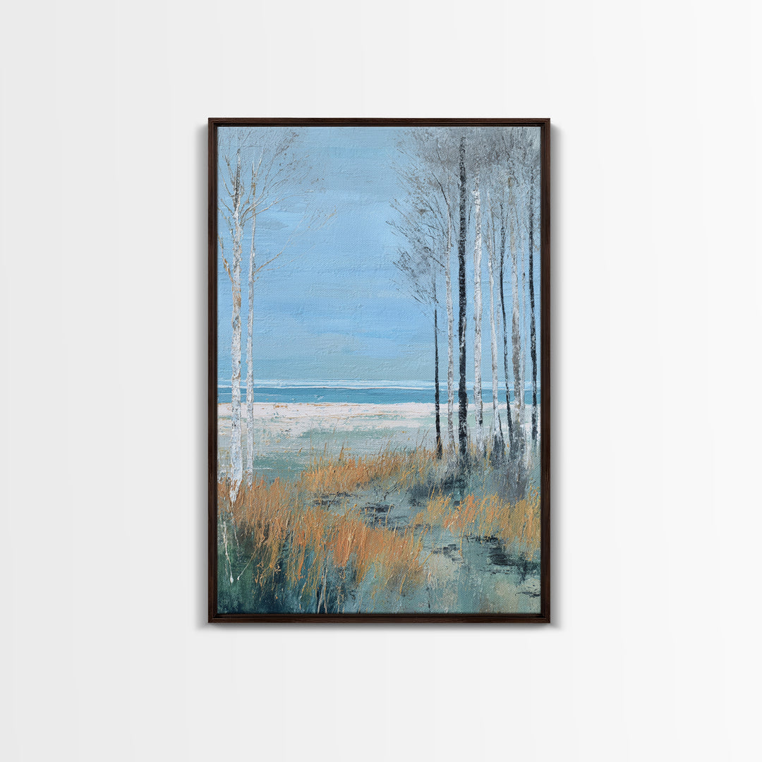Minimal Scandinavian Forest Framed Canvas Print, Living Room Art, New Home Gift, Living Room Decor, Fine Art, Living, LIR-2x3-93