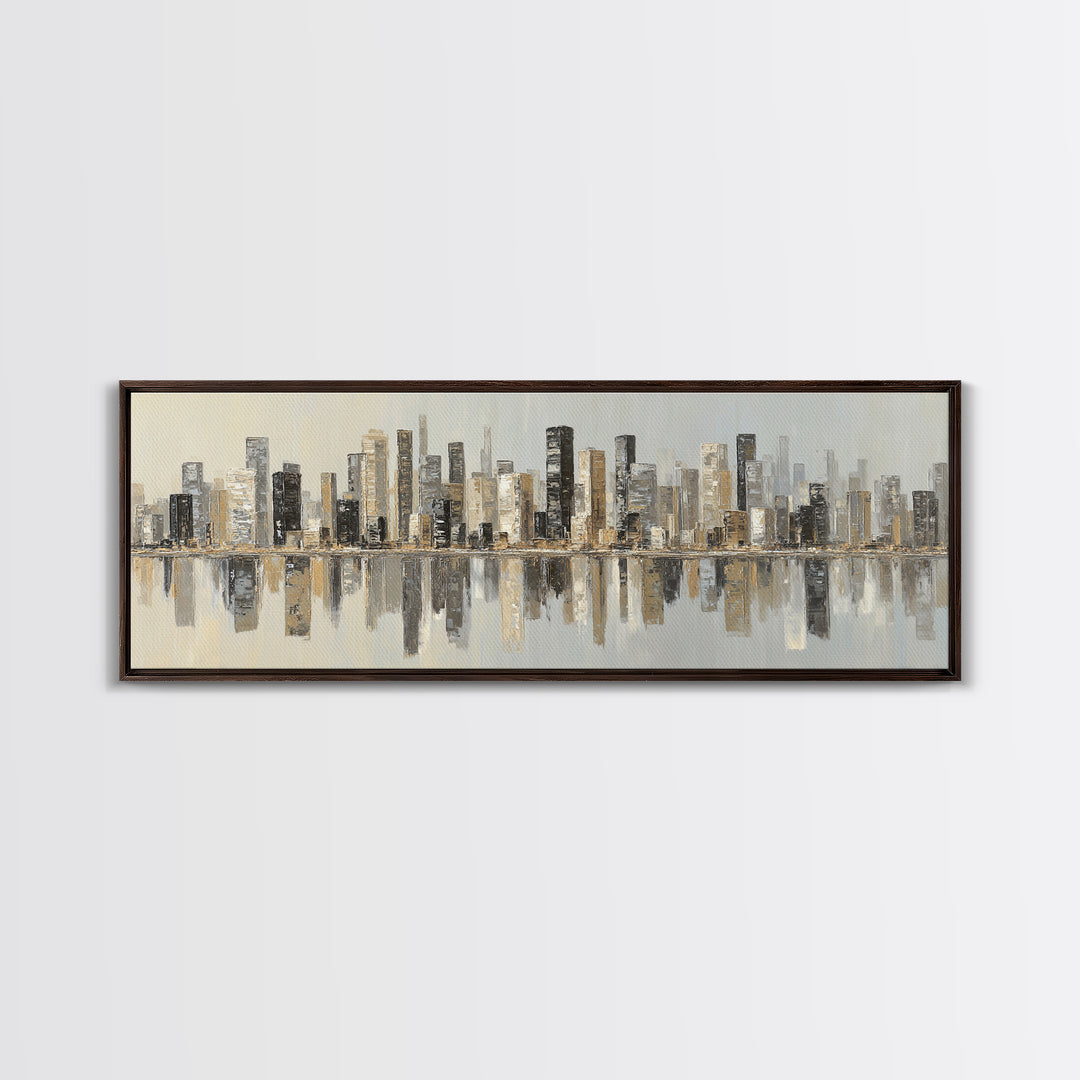 Modern City Skyline Canvas Print, Living Room Art, Modern Decor, Living Room Decor, Abstract Art, Living, Wall Decor, LIR-3x1-14