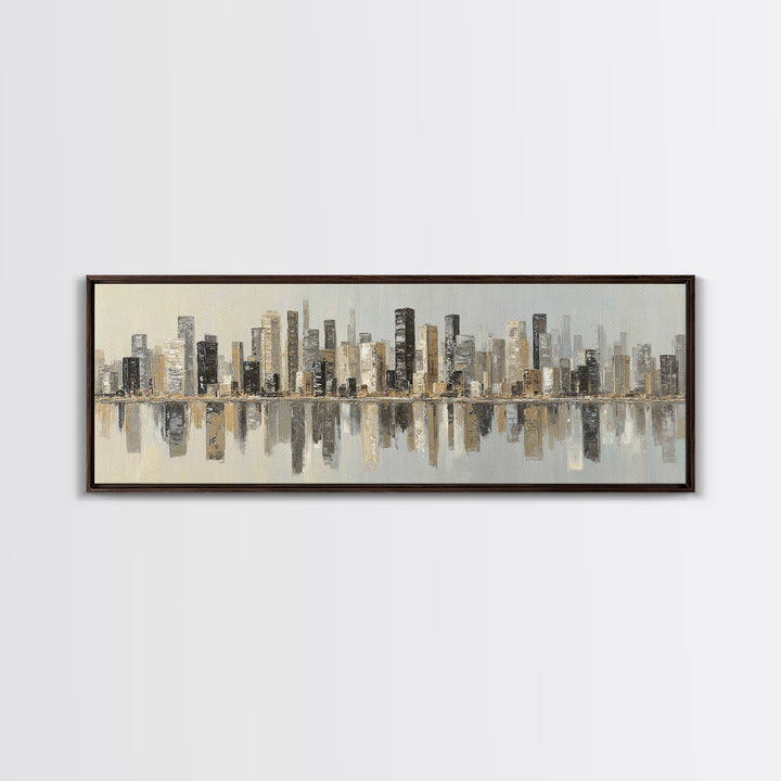 Modern City Skyline Canvas Print, Living Room Art, Modern Decor, Living Room Decor, Abstract Art, Living, Wall Decor, LIR-3x1-14