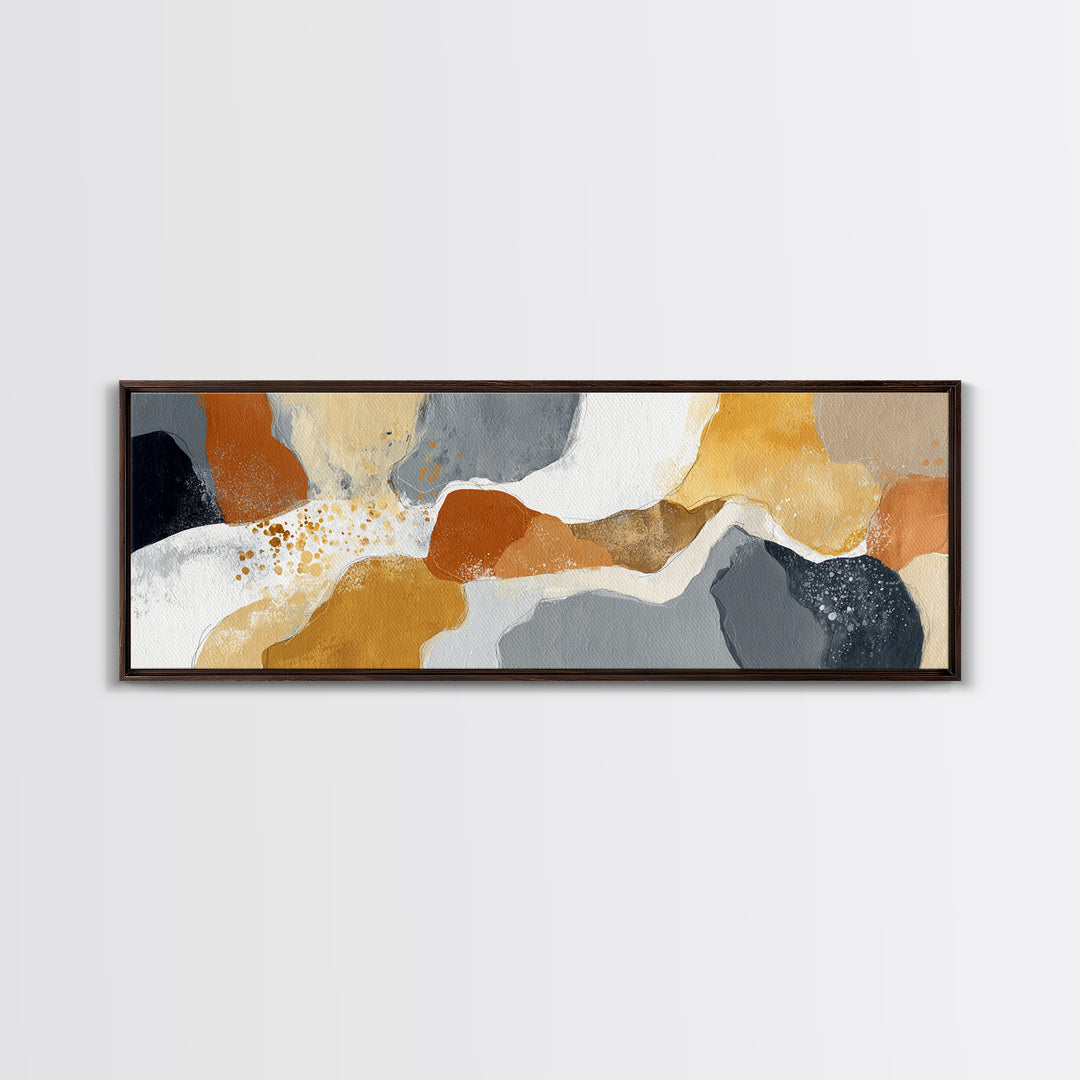 Large Statement Abstract Framed Canvas Print, Living Room Art, Boho Wall Art, Living Room Decor, Abstract Art, Living, LIR-3x1-17