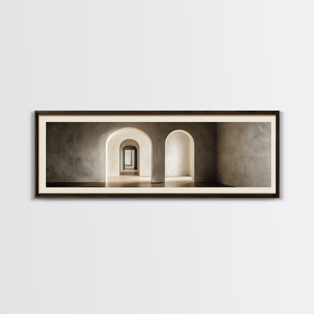 Black and White Architectural Arch Composition Framed Canvas Print, Living Room Art, Room Decor, Living Room Decor, Living, LIR-3x1-23