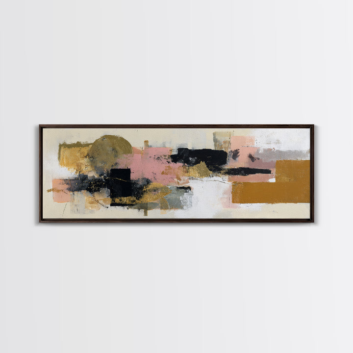 Gold Accented Abstract Brushwork Canvas Print, Living Room Art, Digital Prints, Living Room Decor, Abstract Art, Living, LIR-3x1-30