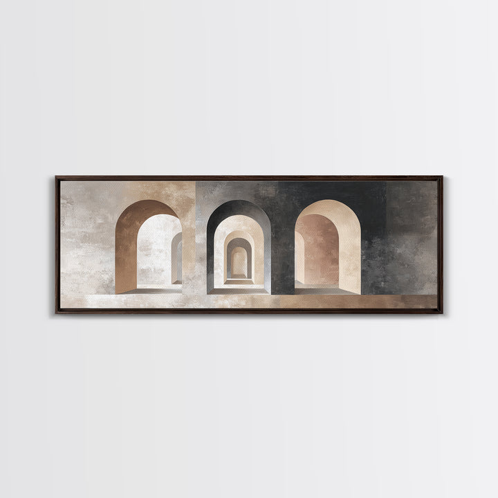 Black and White Architectural Arch Composition Framed Canvas Print, Living Room Art, Home, Living Room Decor, Oil Painting, LIR-3x1-47