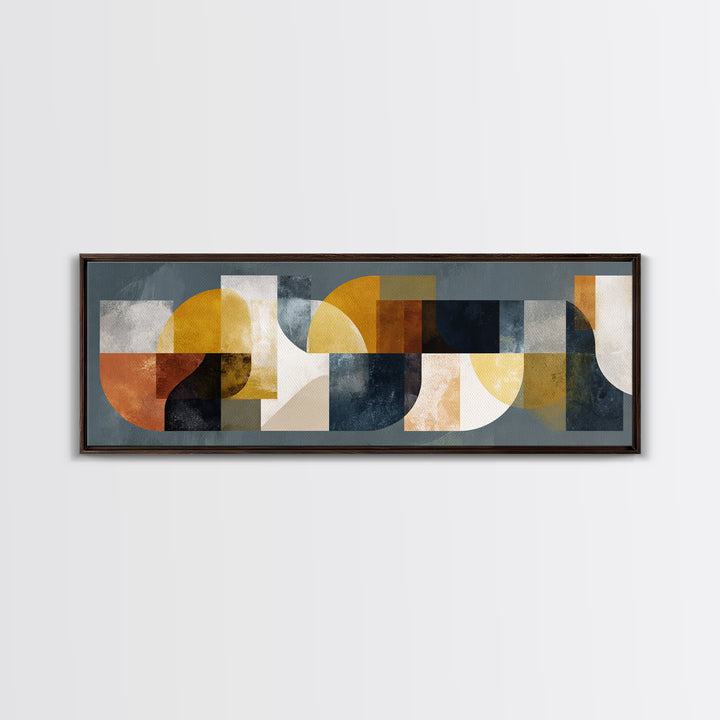 Mid Century Geometric Artwork Canvas Print, Living Room Art, Textured Painting, Living Room Decor, Abstract Art, Living, LIR-3x1-48