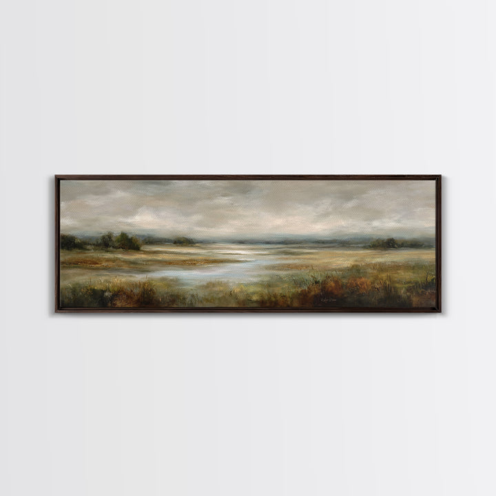 Quiet Meadow Landscape Framed Canvas Print, Living Room Art, Contemporary Art, Living Room Decor, Living, Oil Painting, LIR-3x1-63