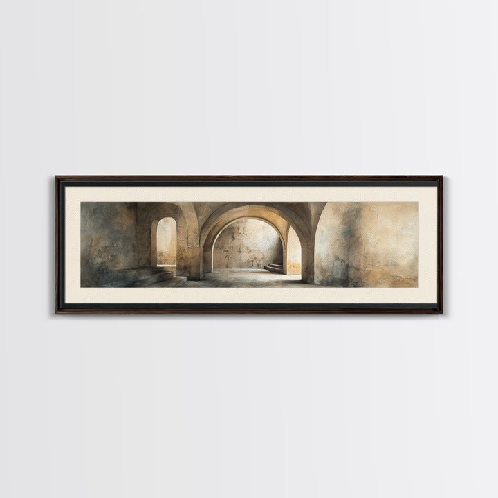 Black and White Architectural Arch Composition Canvas Print, Living Room Art, Digital Wall Art, Living Room Decor, Living, LIR-3x1-71