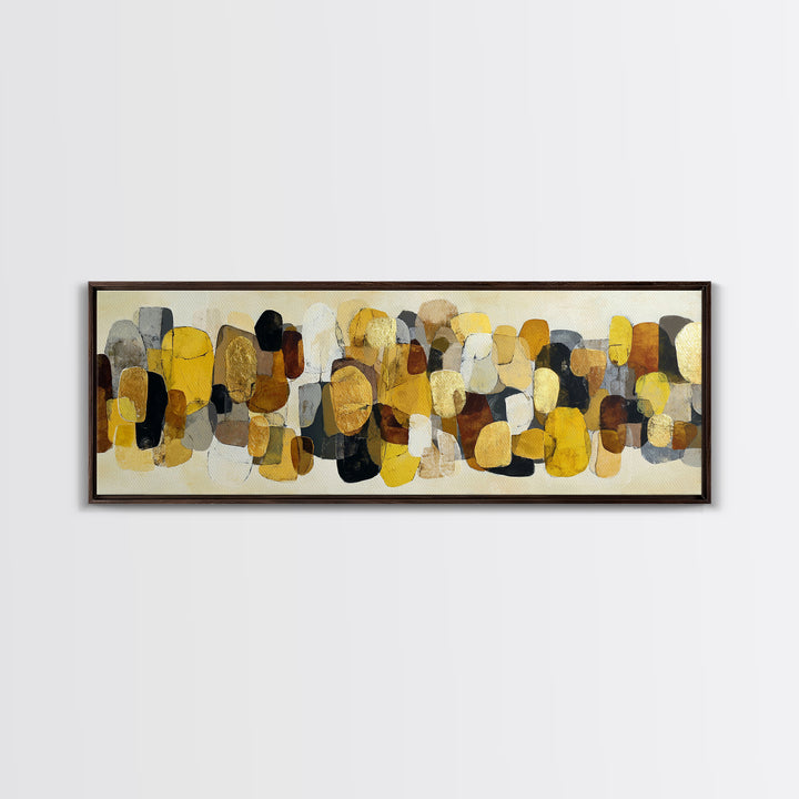 Gold Accented Abstract Brushwork Canvas Print, Living Room Art, Printable, Living Room Decor, Fine Art, Living, Printable Art, LIR-3x1-78