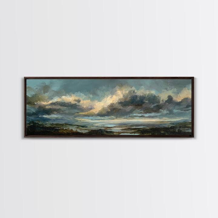 Large Cloudscape with Gentle Movement Canvas Print, Living Room Art, Mid Century Modern, Living Room Decor, Fine Art, Living, LIR-3x1-83