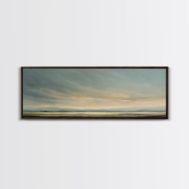 Modern Landscape with Expansive Calm Sky Canvas Print, Living Room Art, Art Print, Living Room Decor, Watercolor Art, Living, LIR-3x1-91