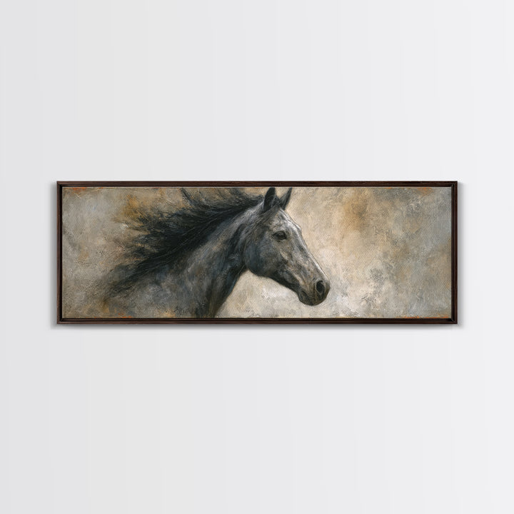 Contemporary Horse Portrait Canvas Print, Living Room Art, Modern Wall Art, Living Room Decor, Fine Art, Living, LIR-3x1-98