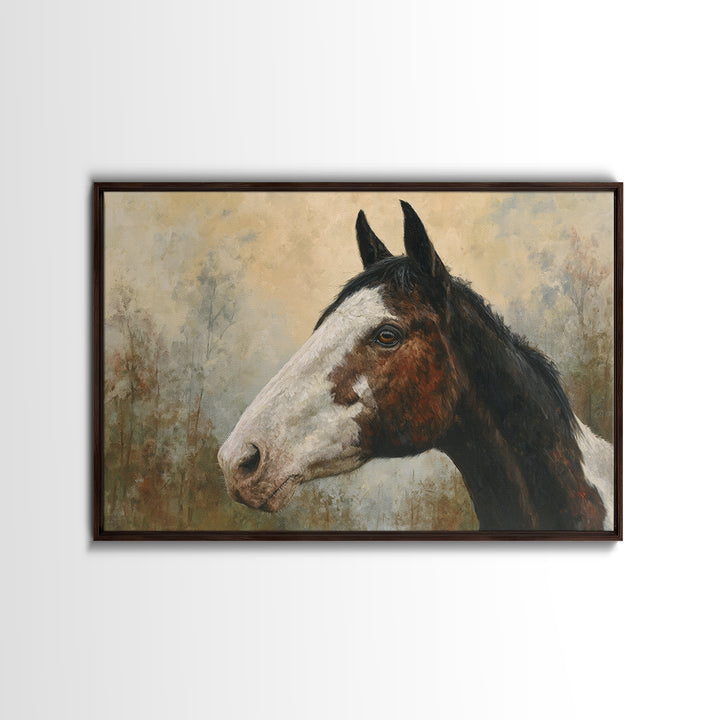 Contemporary Horse Portrait Framed Canvas Print, Living Room Art, Digital Wall Art, Living Room Decor, Fine Art, Living, LIR-3x2-14