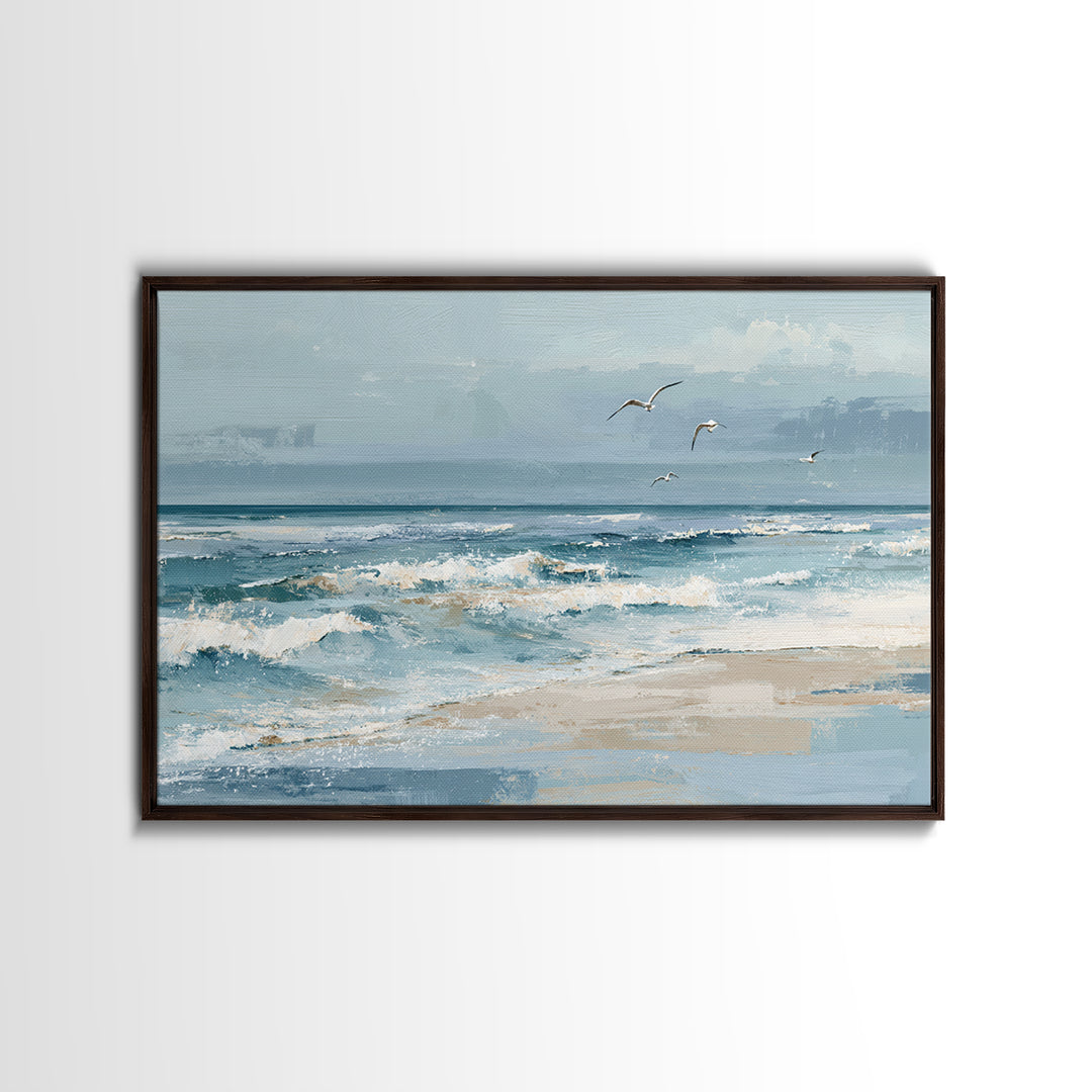 Coastal Aerial Shoreline Framed Canvas Print, Living Room Art, Pet Portraits, Living Room Decor, Living, Neutral Decor, LIR-3x2-15