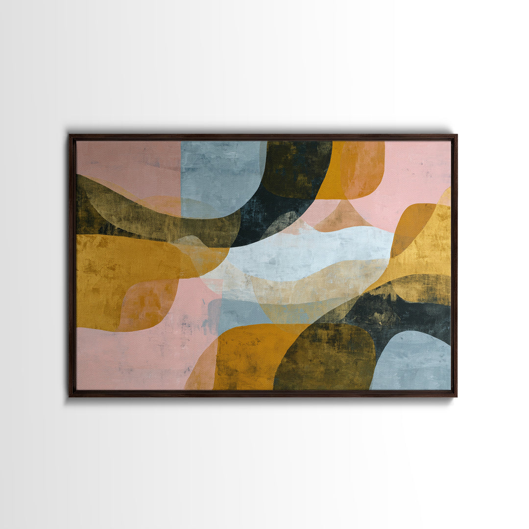 Gold Accented Abstract Brushwork Framed Canvas Print, Living Room Art, Large Wall Art, Living Room Decor, Abstract Art, Living, LIR-3x2-18