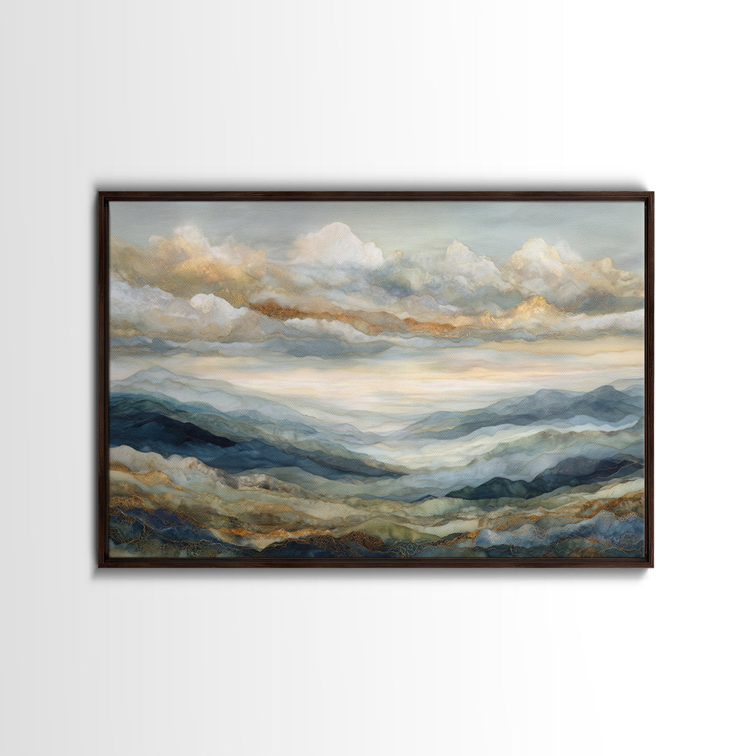 Large Cloudscape with Gentle Movement Framed Canvas Print, Living Room Art, Modern Wall Art, Living Room Decor, Living, LIR-3x2-23