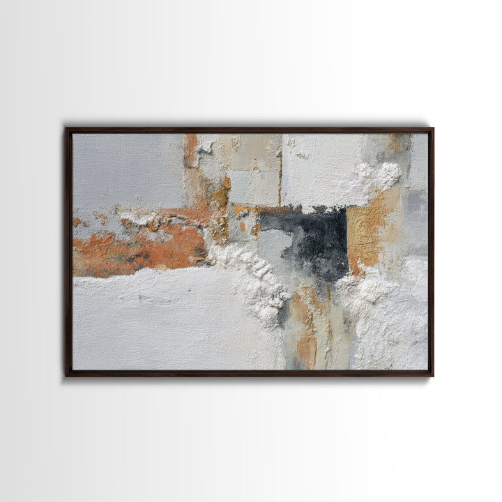 Monochrome Stone Texture Abstraction Framed Canvas Print, Living Room Art, Dopamine Decor, Living Room Decor, Fine Art, Living, LIR-3x2-25